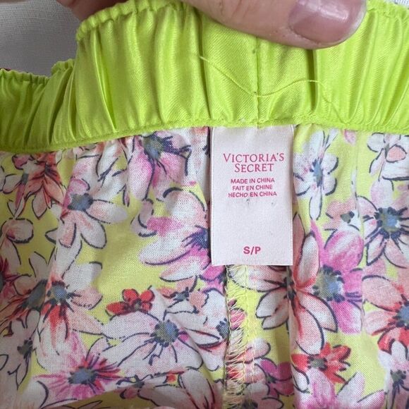 Victorias Secret Lace Trim Pajama Sleep Shorts Sz Small Ribbon Tie Floral Print - Picture 7 of 8